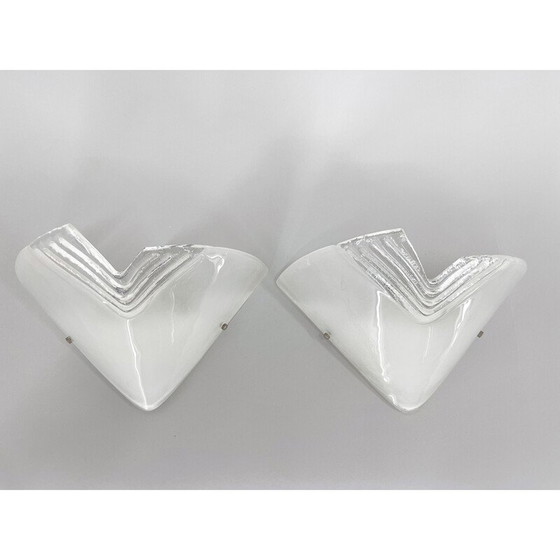 Image 1 of Pair of vintage Murano glass wall lamps, Italy 1960s
