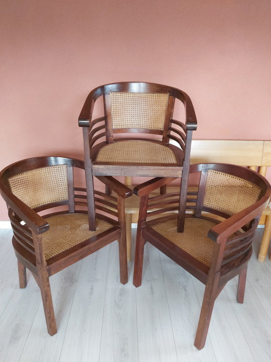 Image 1 of 3x Chaise vintage en teck indonésien