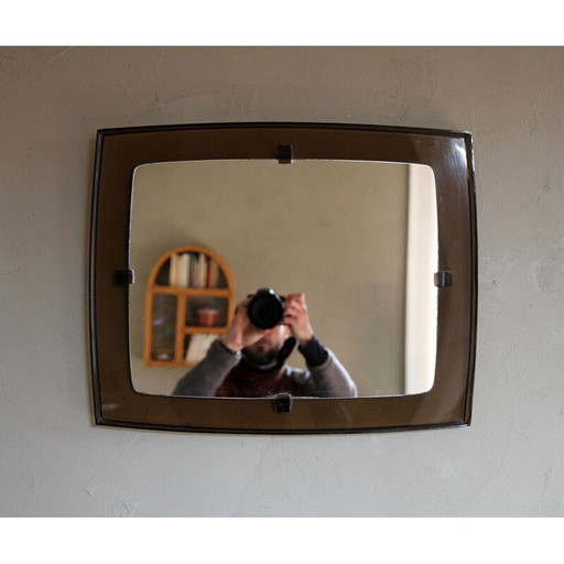 Specchio vintage in plexiglas fumé, Francia 1960