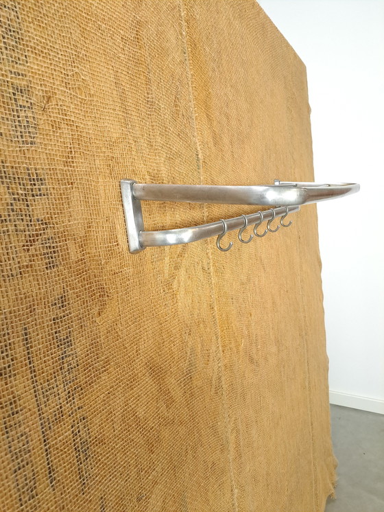 Image 1 of Coat Stand Silver With Hooks And Shelf, No. 6, Wall Coat Stand