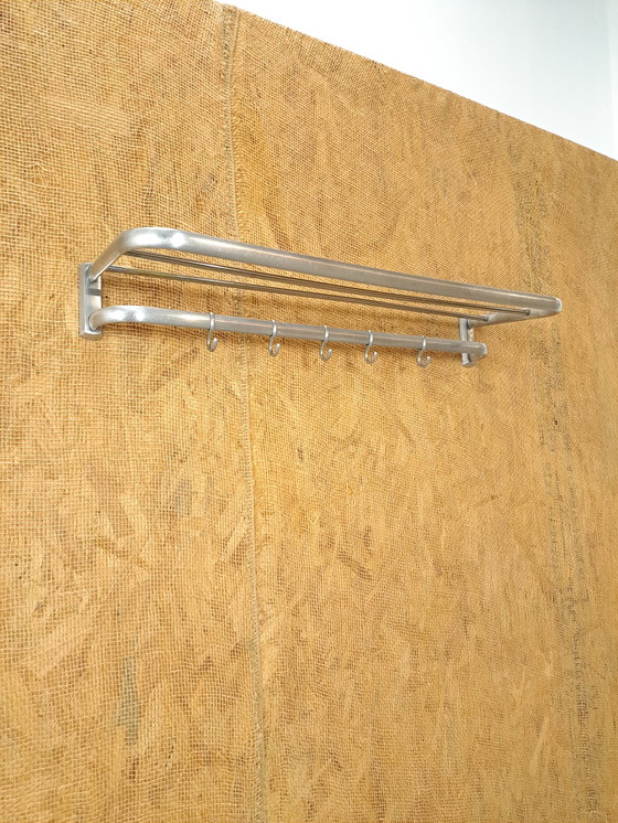 Image 1 of Coat Stand Silver With Hooks And Shelf, No. 6, Wall Coat Stand