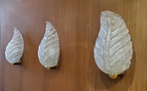 Image 1 of Murano, applique in vetro trasparente a foglia, anni '40