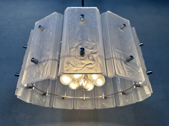 Image 1 of Vintage 1970's pendant lamp - glass / chrome