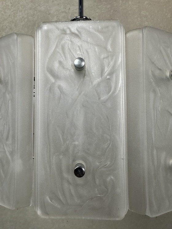 Image 1 of Vintage 1970's pendant lamp - glass / chrome