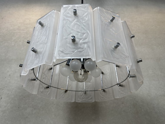 Image 1 of Vintage 1970's pendant lamp - glass / chrome