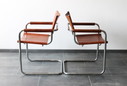 Tube Frame Chair Model S34 With Cognac Color Leather