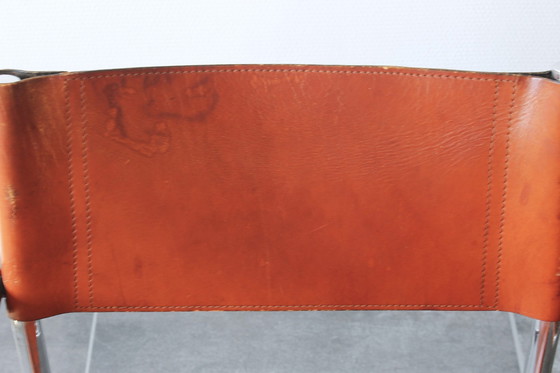 Image 1 of Sedia con struttura tubolare modello S34 con pelle color cognac
