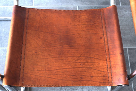 Image 1 of Sedia con struttura tubolare modello S34 con pelle color cognac