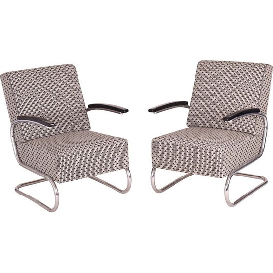 Image 1 of Pair of vintage gray armchairs by Mucke Melder, Czechoslovakia 1930