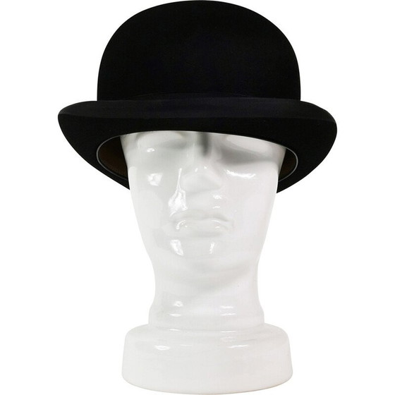 Image 1 of Vintage bowler hat in black felt and fabric for Christys London, England 1950