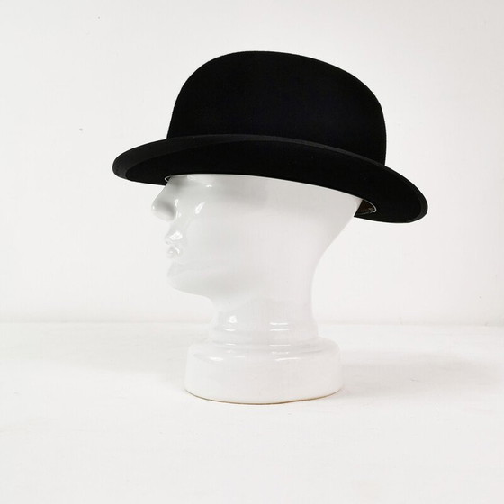 Image 1 of Vintage bowler hat in black felt and fabric for Christys London, England 1950