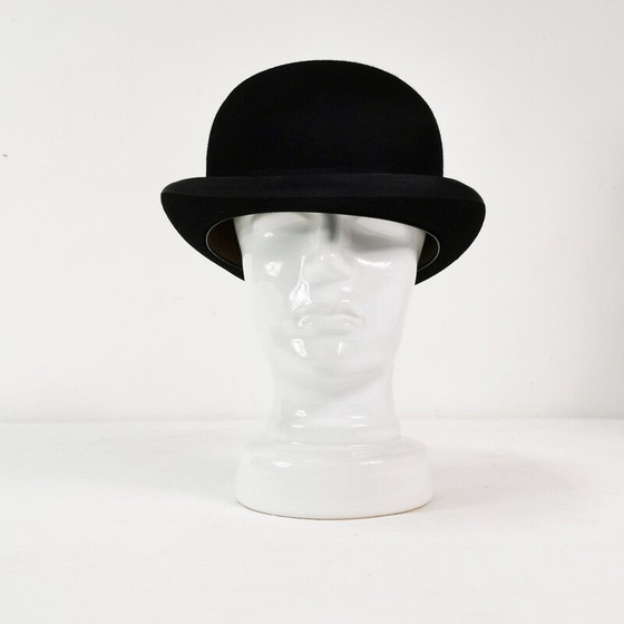 Image 1 of Vintage bowler hat in black felt and fabric for Christys London, England 1950