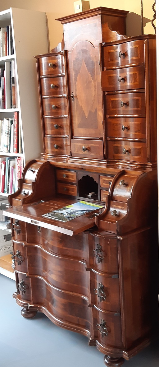 Period furniture secretary tabernacle secretary antique walnut baroque style