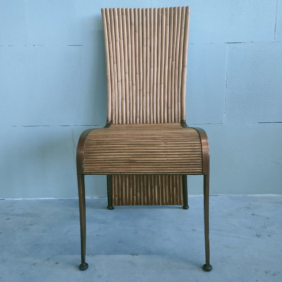 Image 1 of Unique Set Of 6 Vintage Rattan Dining Chairs