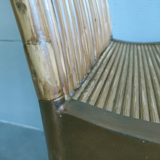 Image 1 of Unique Set Of 6 Vintage Rattan Dining Chairs