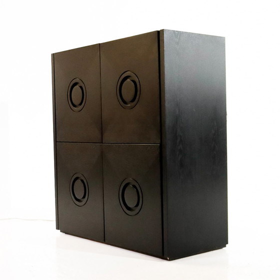 Image 1 of Brutalist bar cabinet black oak 70s