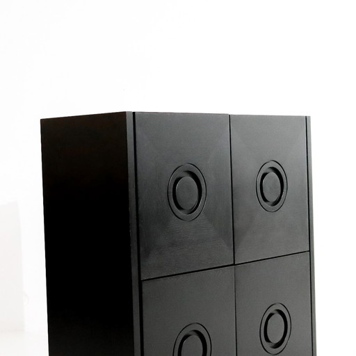 Brutalist bar cabinet black oak 70s