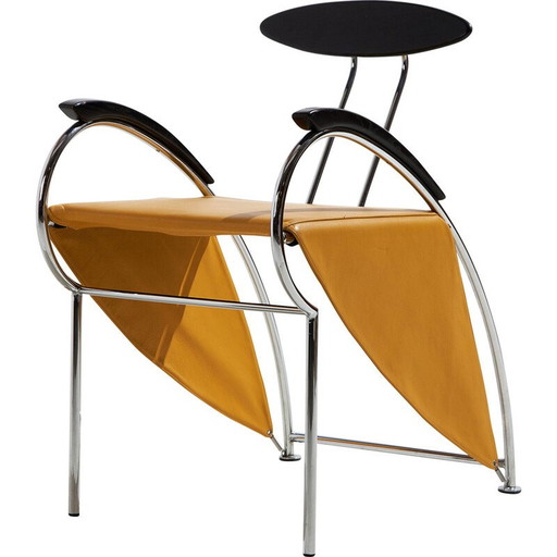 Vintage "Notorious" chair in chrome steel and leather by Massimo Losa Ghini for Moroso, 1980