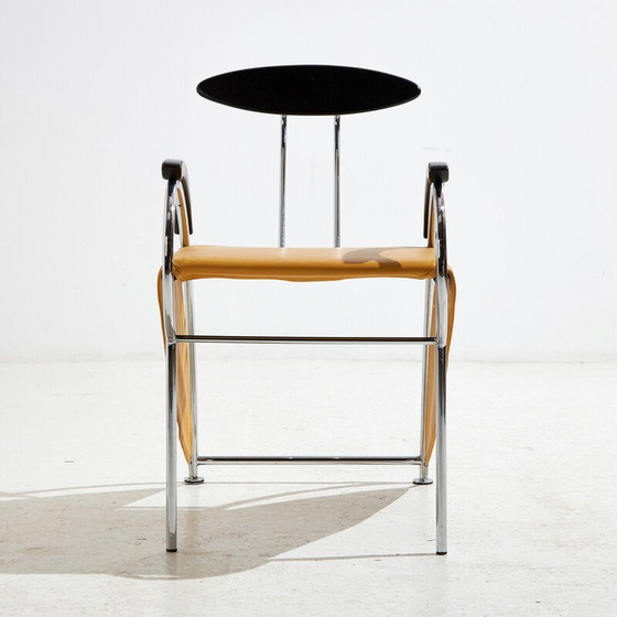 Image 1 of Sedia vintage "Notorious" in acciaio cromato e pelle di Massimo Losa Ghini per Moroso, 1980