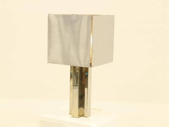 Image 1 of Rare Inox Table Lamp Made In France, 1970S