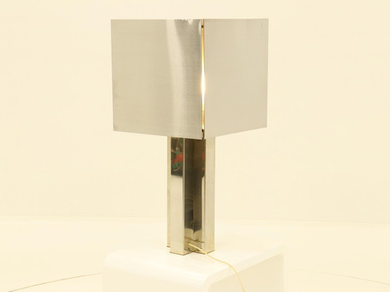 Image 1 of Rare Inox Table Lamp Made In France, 1970S