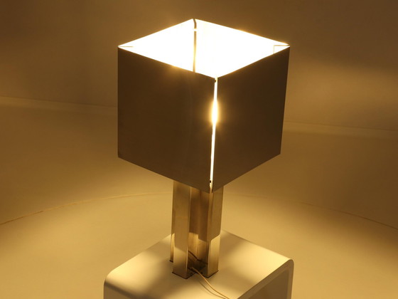 Image 1 of Rare Inox Table Lamp Made In France, 1970S