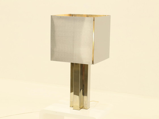 Image 1 of Rare Inox Table Lamp Made In France, 1970S