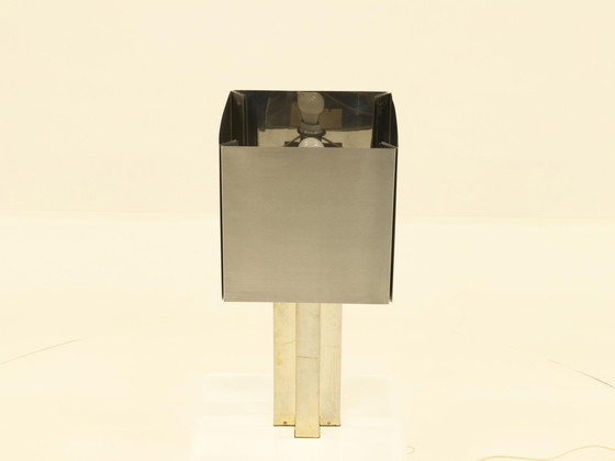 Image 1 of Rare Inox Table Lamp Made In France, 1970S