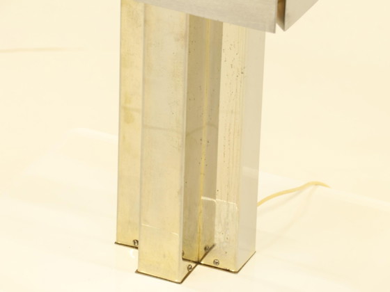 Image 1 of Rare Inox Table Lamp Made In France, 1970S