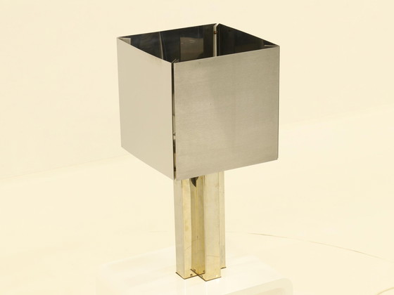 Image 1 of Rare Inox Table Lamp Made In France, 1970S