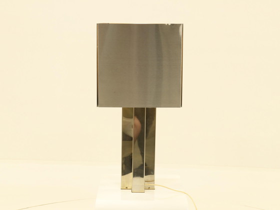 Image 1 of Rare Inox Table Lamp Made In France, 1970S