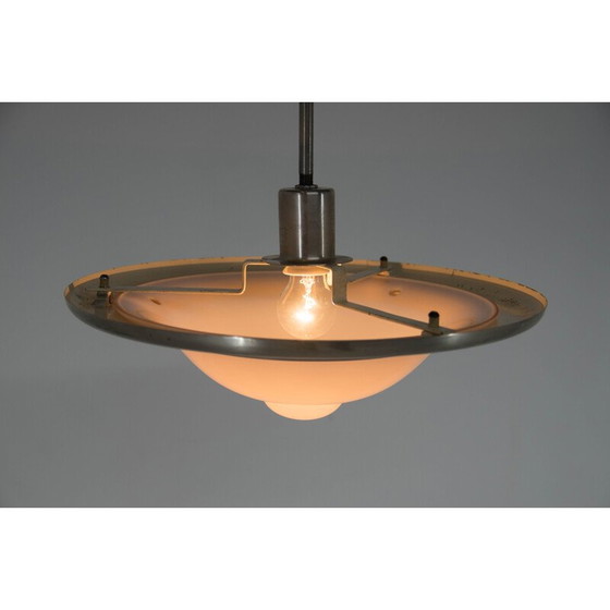Image 1 of Lampada a sospensione Art Déco rosa vintage o Bauhuas nichelata di Franta Anyz, 1920