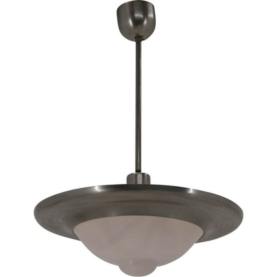 Image 1 of Lampada a sospensione Art Déco rosa vintage o Bauhuas nichelata di Franta Anyz, 1920