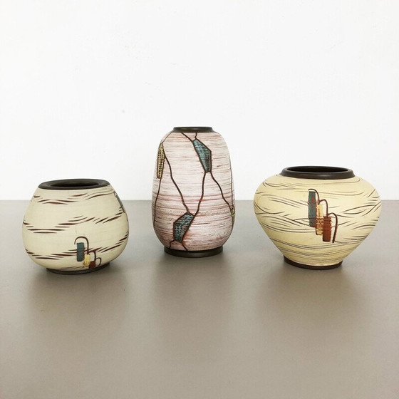 Image 1 of Set of 3 vintage ceramic vases by Franz Schwaderlapp for Sawa Ceramic, Germany 1960
