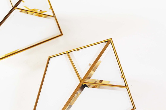 Image 1 of Set di due applique vintage in ottone lucidato fatte a mano di Sische