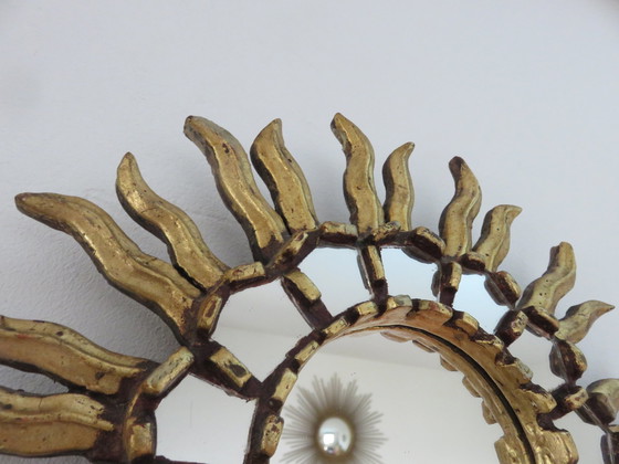 Image 1 of Gilded Wood Sun Mirror With Inlays, Year 40