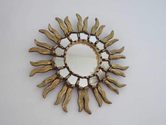 Image 1 of Gilded Wood Sun Mirror With Inlays, Year 40