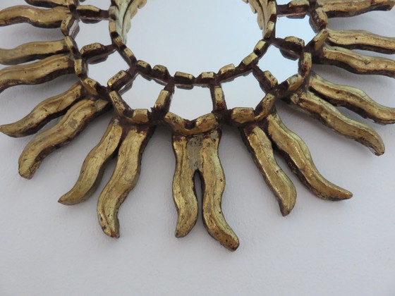 Image 1 of Gilded Wood Sun Mirror With Inlays, Year 40