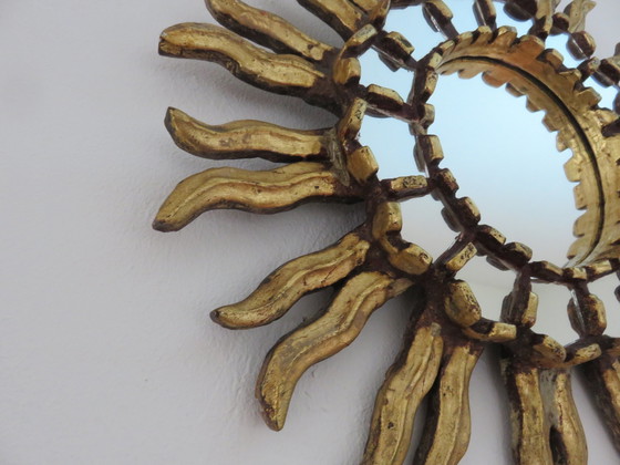 Image 1 of Gilded Wood Sun Mirror With Inlays, Year 40