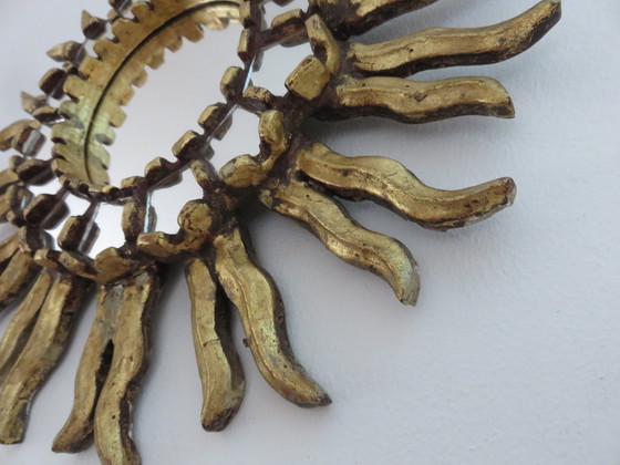 Image 1 of Gilded Wood Sun Mirror With Inlays, Year 40