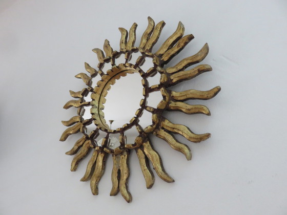 Image 1 of Gilded Wood Sun Mirror With Inlays, Year 40