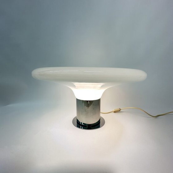 Image 1 of Large Glass Table Lamp UFO Space Age Italian Design, 1970’s