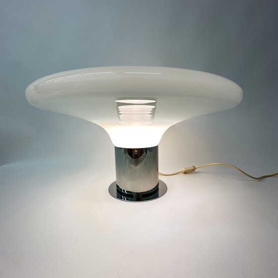 Image 1 of Large Glass Table Lamp UFO Space Age Italian Design, 1970’s