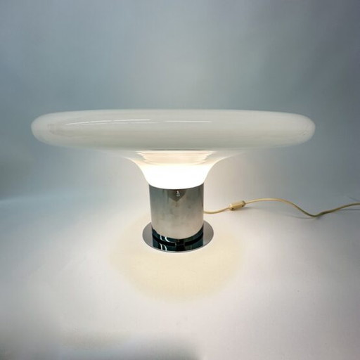 Large Glass Table Lamp UFO Space Age Italian Design, 1970’s