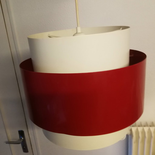 Original 70's Lacquered Steel Pendant. Diameter 30 Cm, Height 25 Cm.