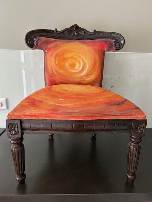 India Chair Painted By Visual Artist Purusha Van De Graaf