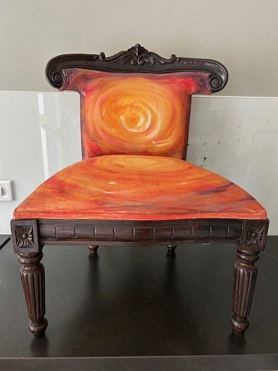 Image 1 of India Chair Painted By Visual Artist Purusha Van De Graaf