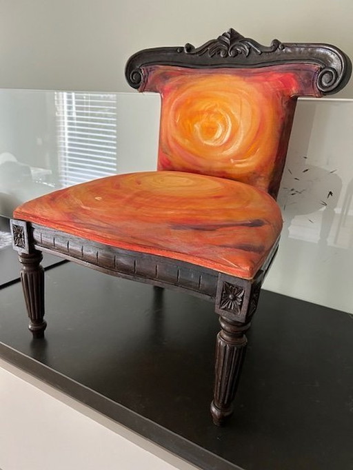 India Chair Painted By Visual Artist Purusha Van De Graaf