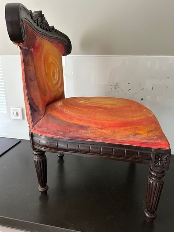 Image 1 of India Chair Painted By Visual Artist Purusha Van De Graaf