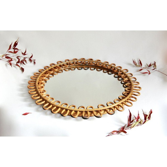 Image 1 of Vintage bamboo mirror Sibilla, Italy 1950